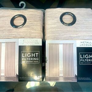 Bed Bath & Beyond Metallic Light Filtering Curtains pink-silver metallic.